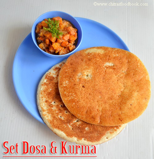 Set dosa & carrot kurma recipe