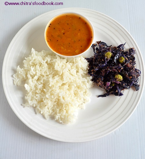 Purple cabbage poriyal recipe Purple cabbage poriyal recipe