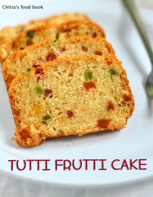 Eggless tutti frutti cake