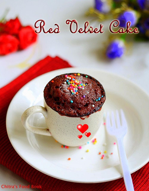 Easy Red Velvet Cake in a mug using microwave