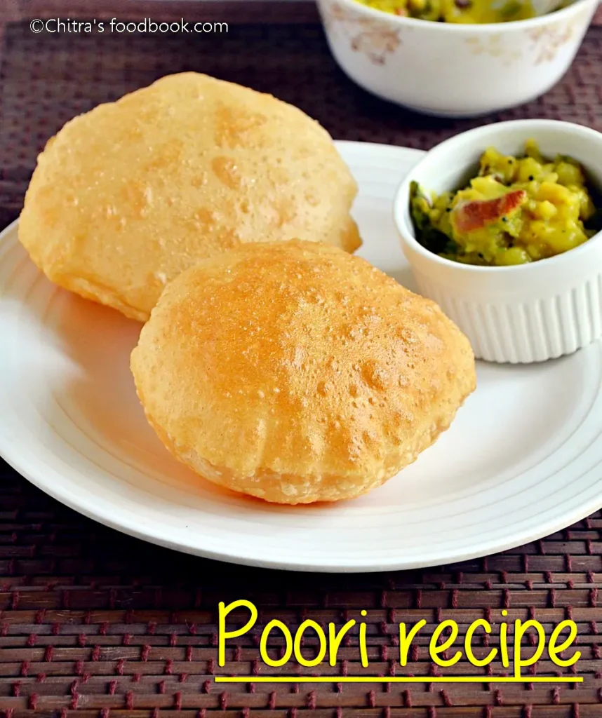 Poori recipe served with potato masala is a popular Indian breakfast combo.