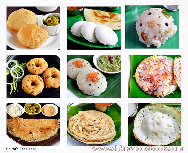 south indian breakfast and tiffin items list of tamil nadu, karnataka, kerala