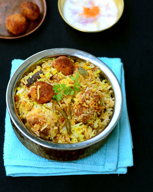 Kofta biryani recipe-Vegetarian version