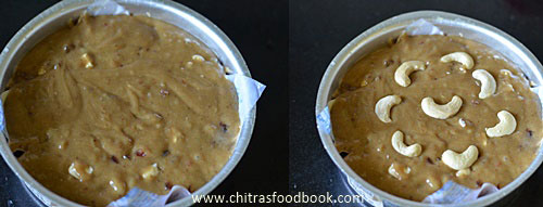 Eggless fruit cake in pressure cooker