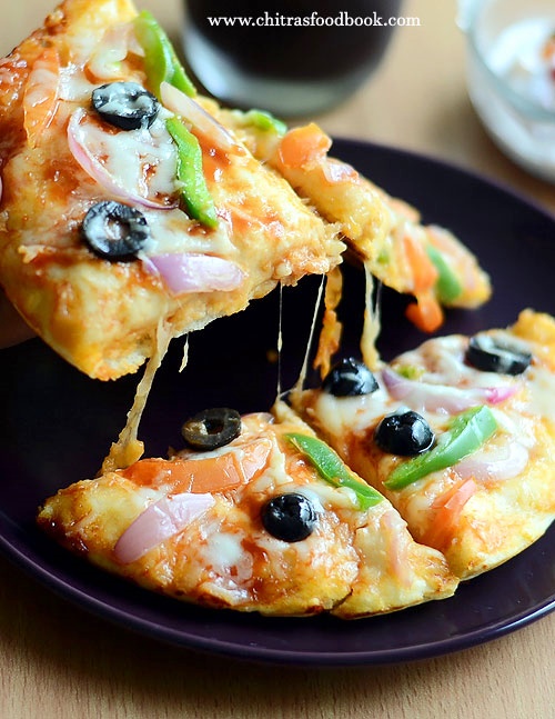 Homemade Veg Pizza Recipe - Stovetop Version