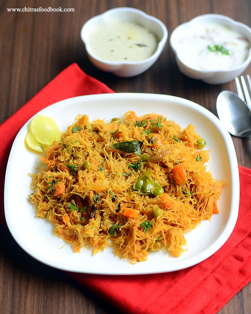 Vermicelli upma with vegetables