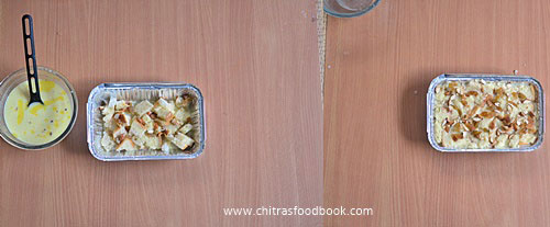 Eggless bread pudding recipe