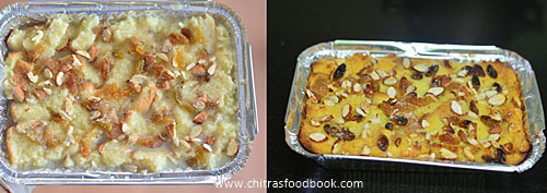 Eggless bread pudding recipe