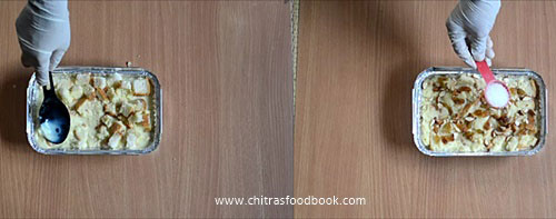 Eggless bread pudding recipe