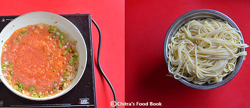 Tomato spaghetti recipe - Indian vegetarian