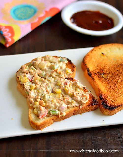 Vegetable Mayonnaise Sandwich Recipe - How to make Indian Veg Mayo Sandwich