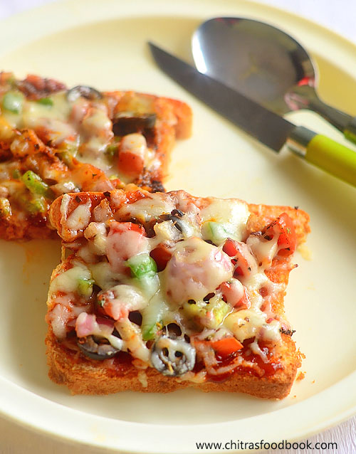Bread pizza in oven