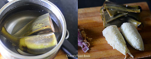 Andhra raw banana curry recipe - aratikaya kura
