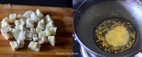 Andhra style raw banana curry - aratikaya kura