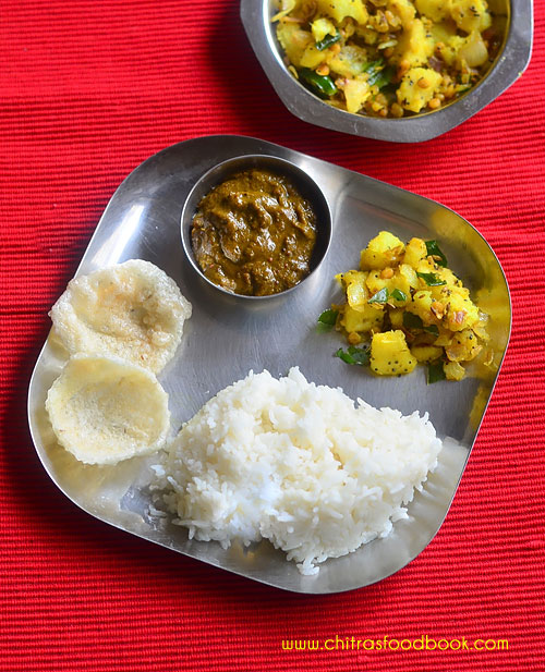 Andhra style raw banana curry 