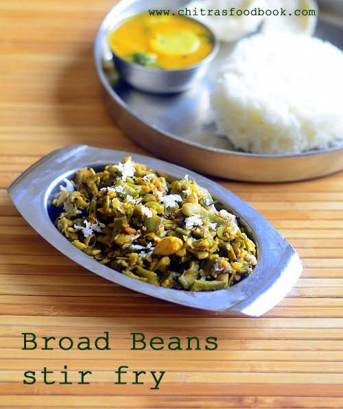 Avarakkai poriyal / Broad beans poriyal /  Broad beans curry recipe