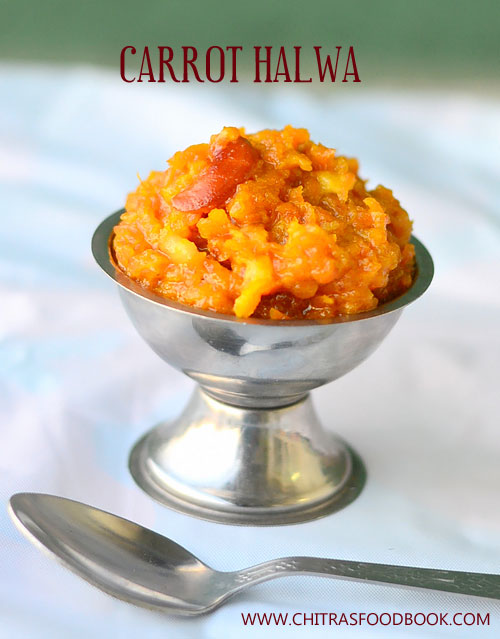 Carrot halwa with khoya in pressure cooker