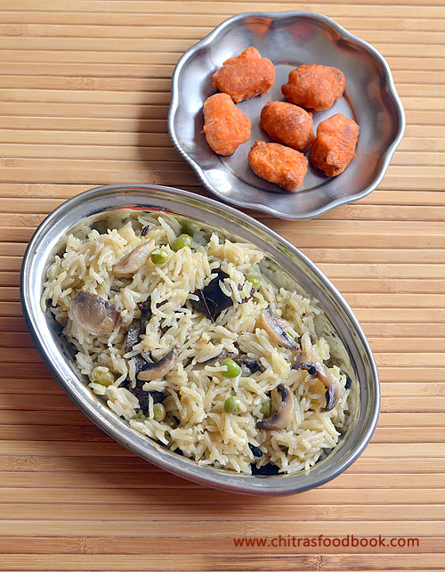 Mushroom pulao recipe in pressure cooker