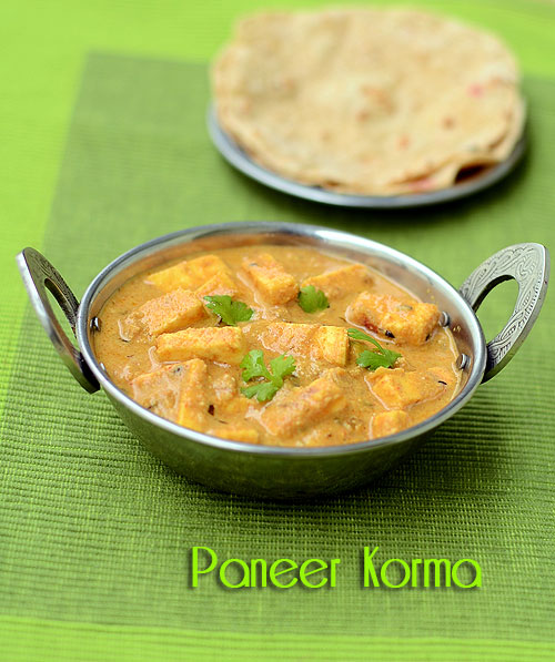 Paneer kurma is one of the best paneer side dish for poori