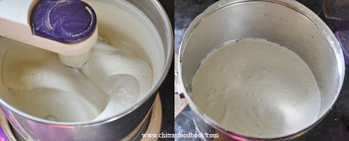 grinding the batter for thatte idli