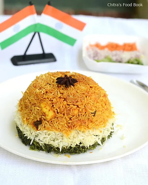 Tri color vegetable rice for Independence day celebration