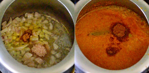 broccoli kuzhambu in a pressure cooker