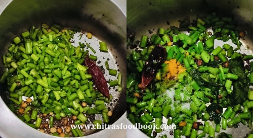 sauting asparagus poriyal
